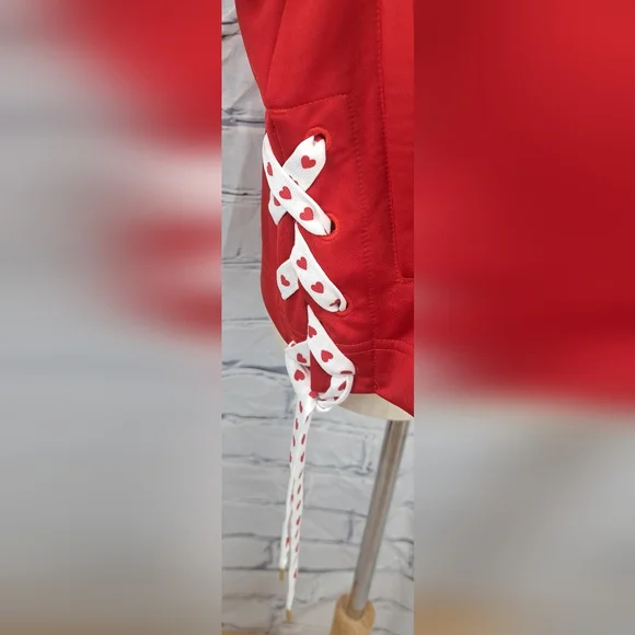 NWOT adidas Womens Track Jacket Valentine's Edition Hearts Red White size Medium - Picture 5 of 16